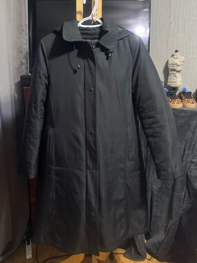 Linden Grey Black Hooded Quilted Insulated Trench Coat Jacket – Size Small